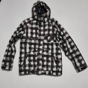 Burton Mens XS Jacket DryRide Poacher Ski Snowboard Black White Check Insulated
